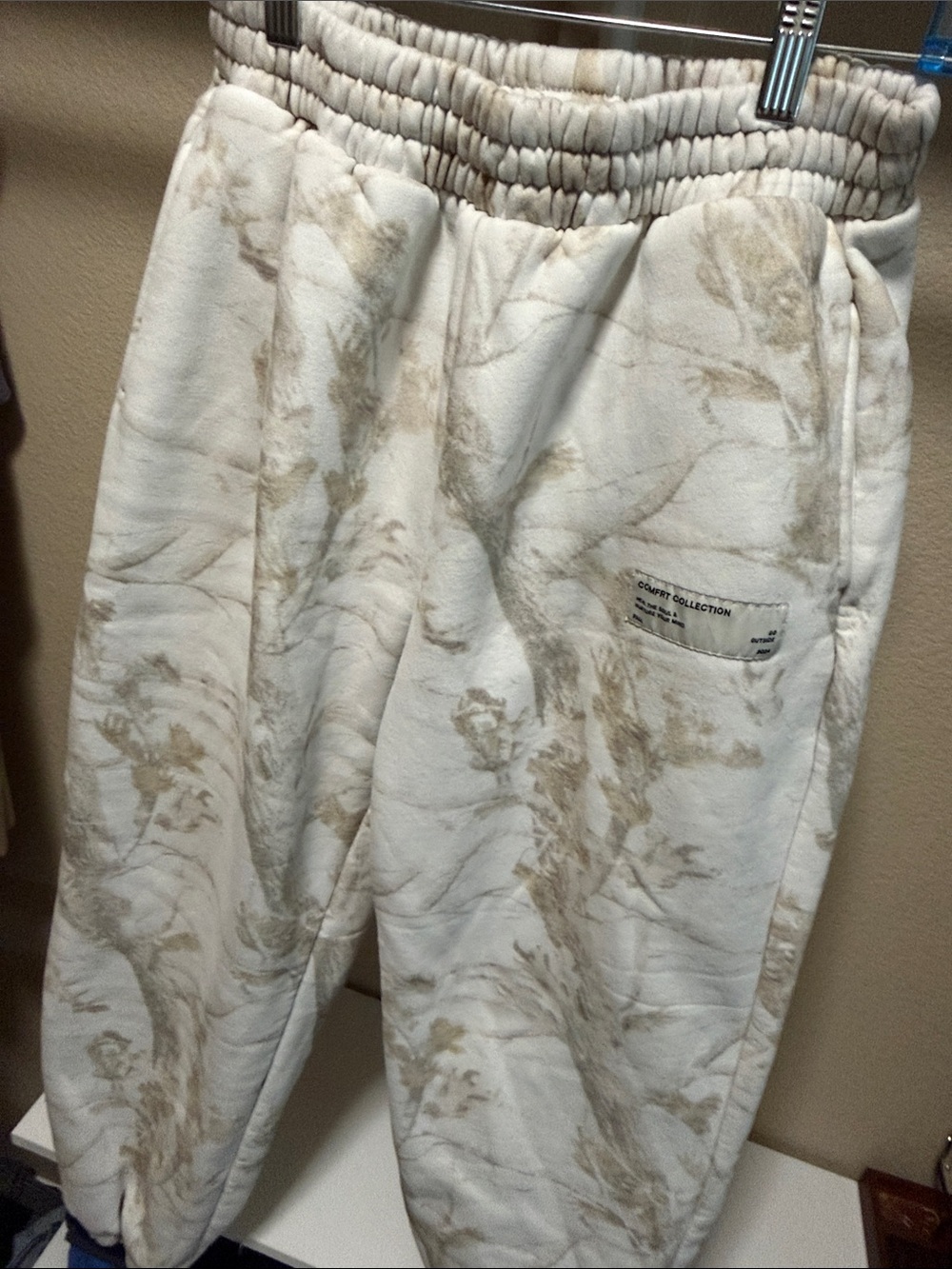 Women's White Camouflage Cozy Joggers - Cream/Beige - Picture 3 of 5
